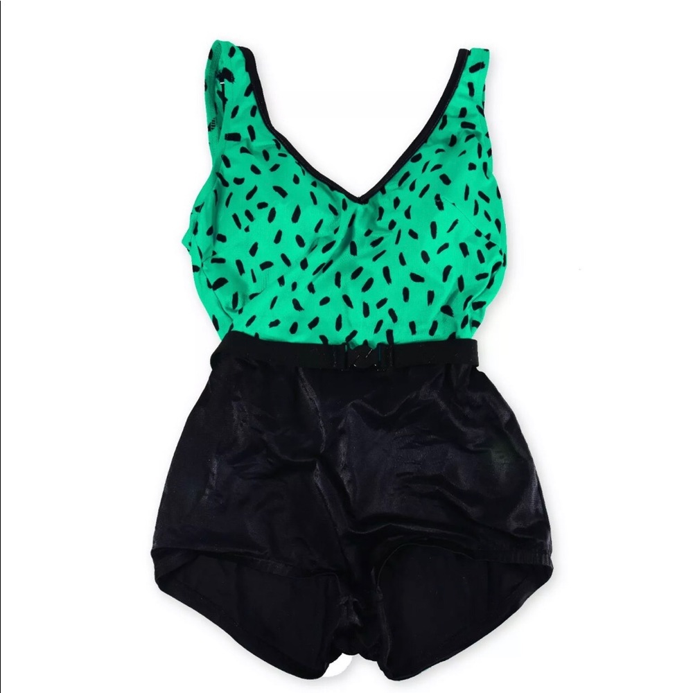 60s Vintage Teal  Confetti Print Pin Up Swimsuit